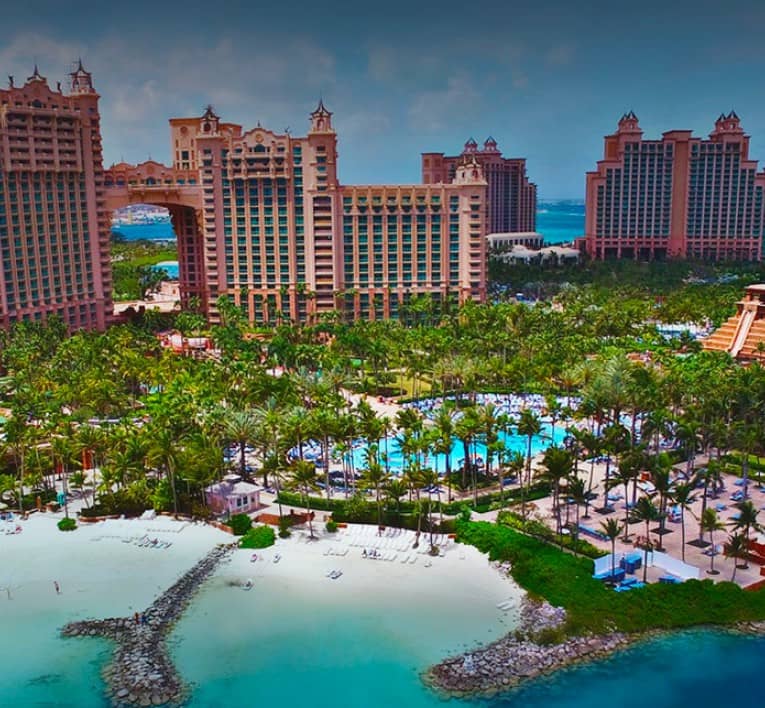 An aerial view of the atlantis resort in the bahamas.